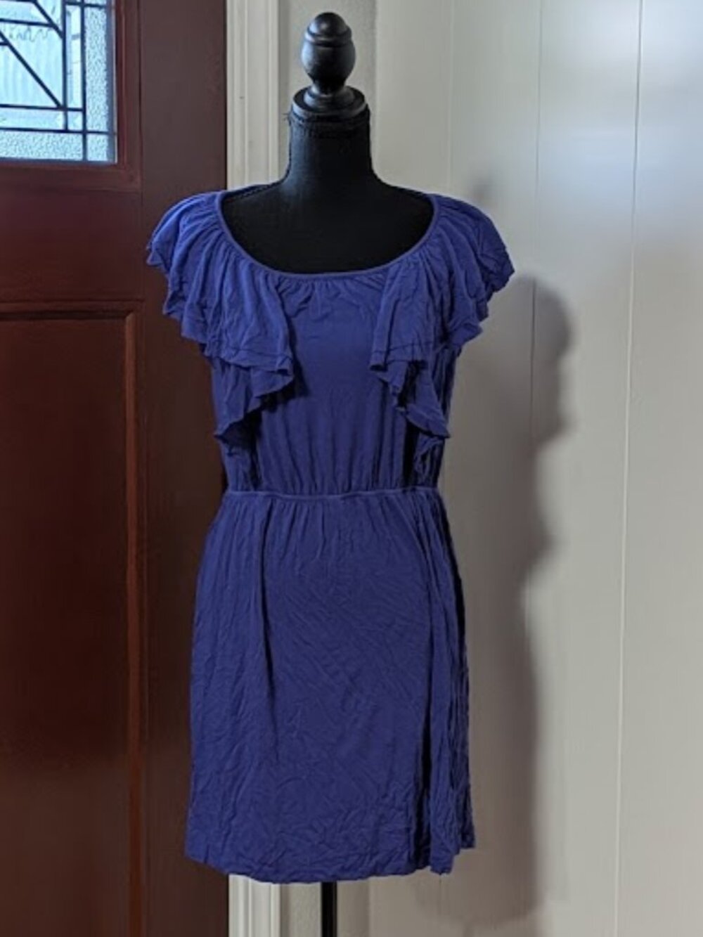 FINAL PRICE "Color Me Real" Indigo Ruffle Dress Size Large